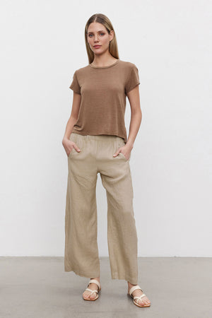 Buy online Linen Blend Tailored Wide leg pants for women - Labelbyanuja